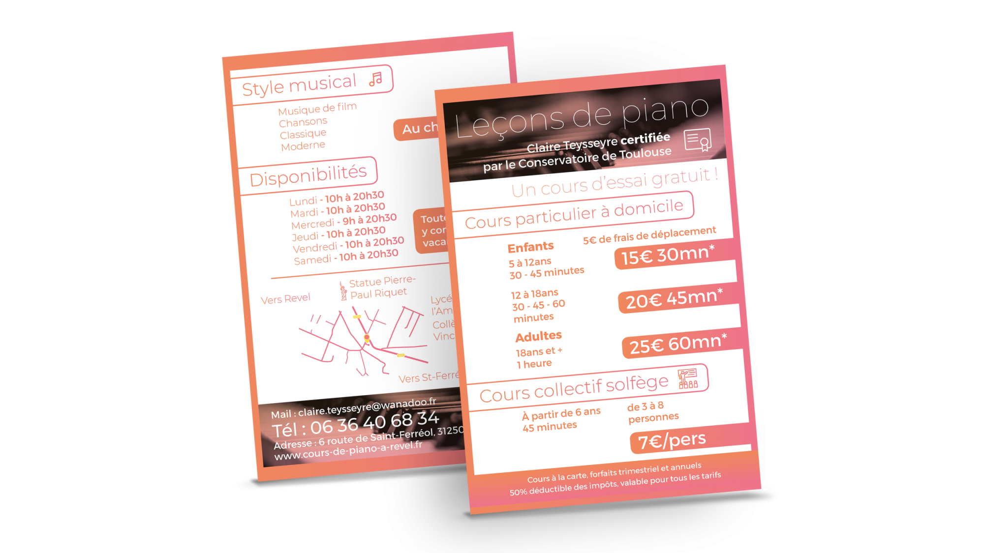 flayers design pour cours de piano
